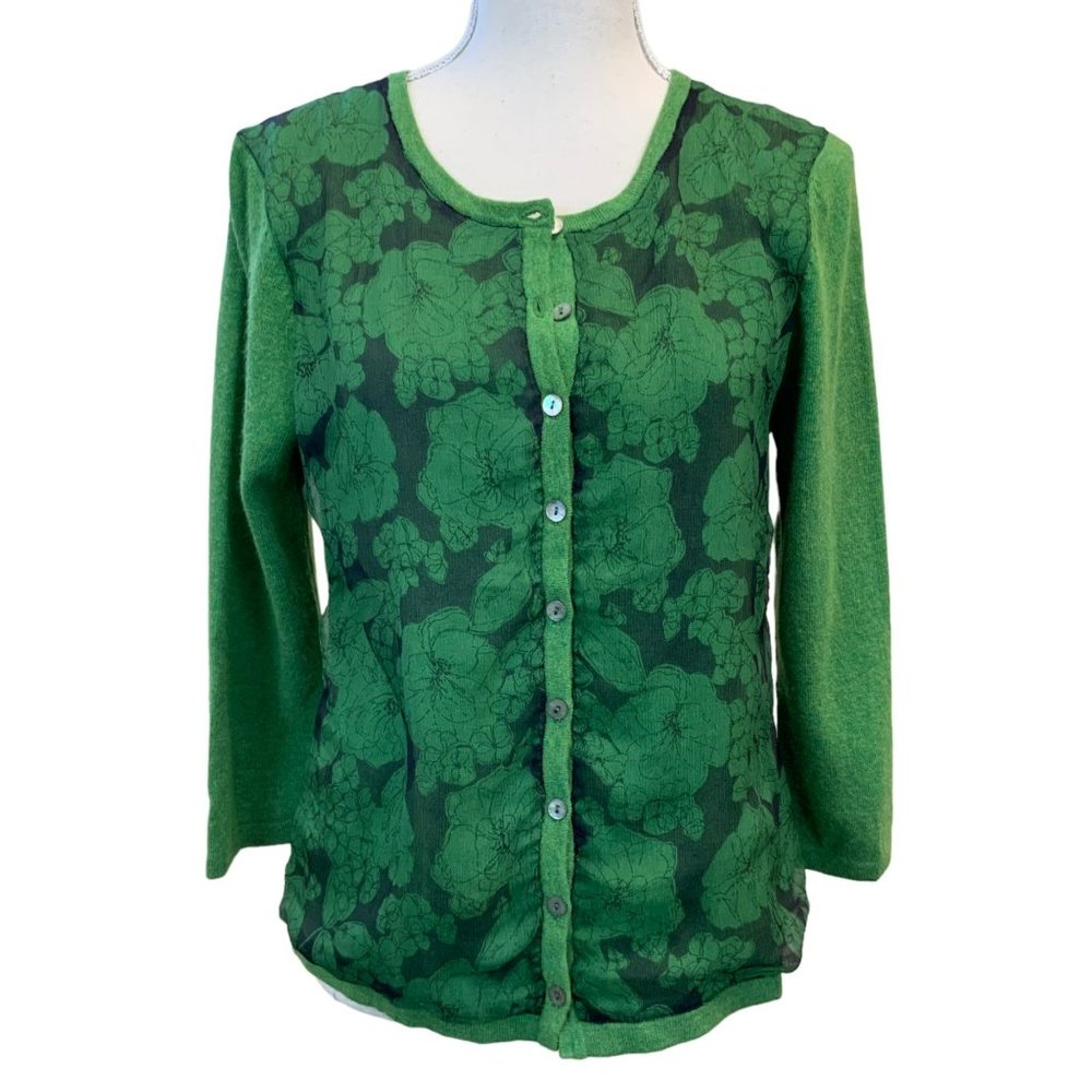 Boden Green Floral Cardigan